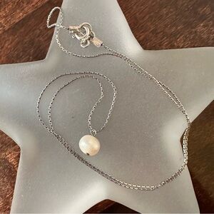 Sterling silver & pearl necklace, 16in
